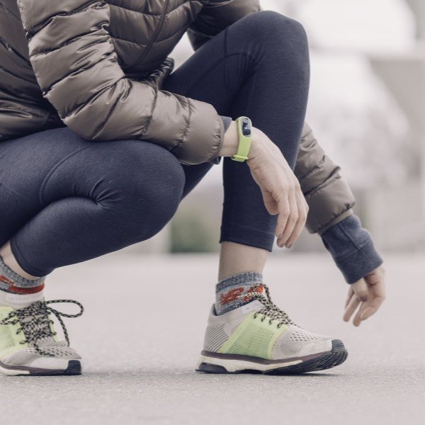 Woman wearing a fitness tracker